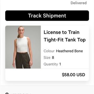 Lululemon license to train tight fit tank top
